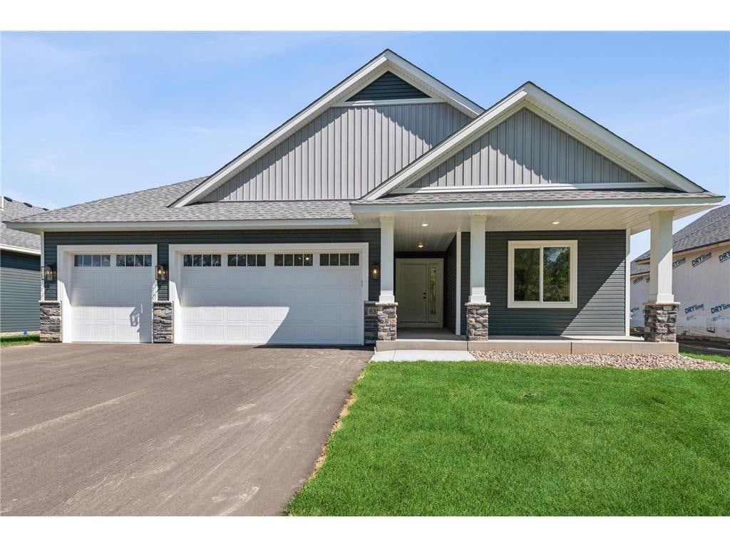 Front exterior of the three-bedroom villa at 6334 Goodwin Lane in Wyoming, Minnesota