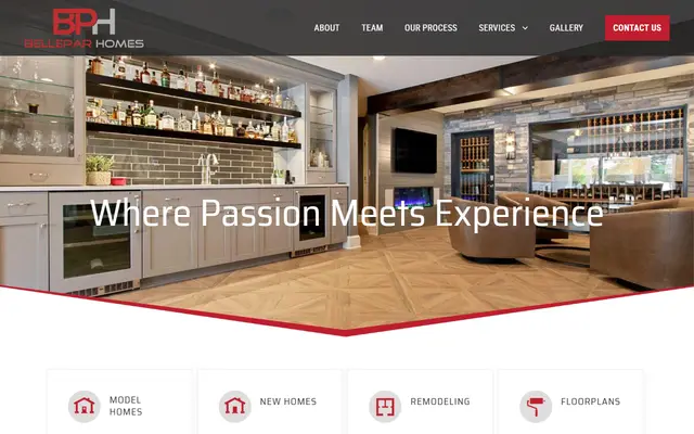 Screenshot of the belleparhomes.com homepage
