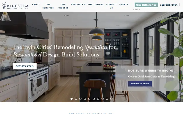 Screenshot of the bluestemremodeling.com homepage
