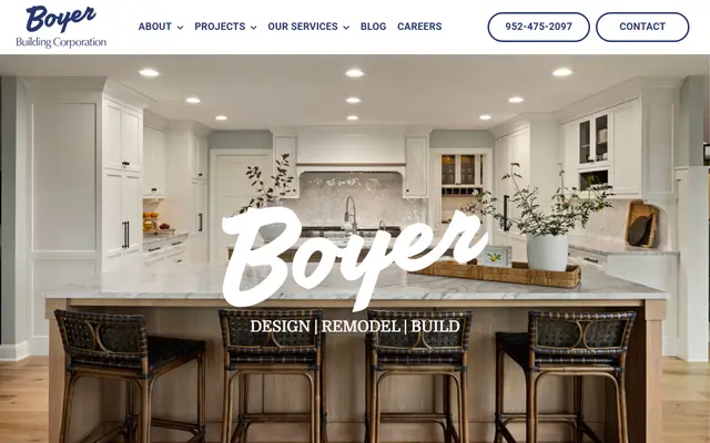 Screenshot of the boyerbuilding.com homepage