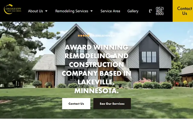 Screenshot of the collegecitydesignbuild.com homepage