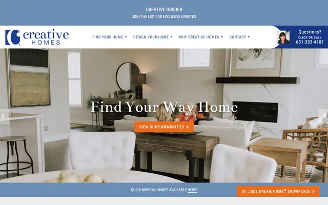 Screenshot of the creativehomes.com homepage
