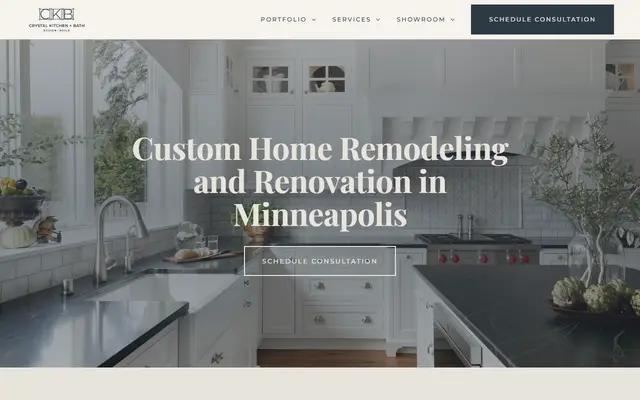 Screenshot of the crystalkitchen.com homepage