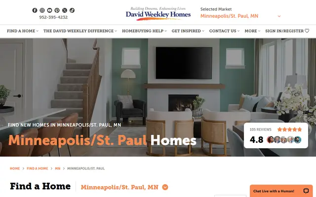 Screenshot of the davidweekleyhomes.com homepage