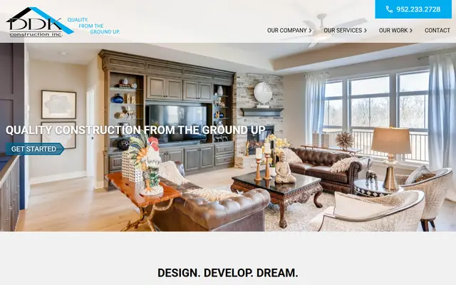 Screenshot of the ddkconstruction.com homepage