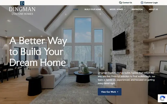 Screenshot of the dingmancustomhomes.com homepage