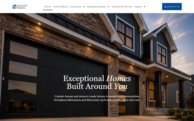 Screenshot of the eternityhomesllc.com homepage