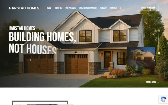 Screenshot of the harstadhomes.com homepage