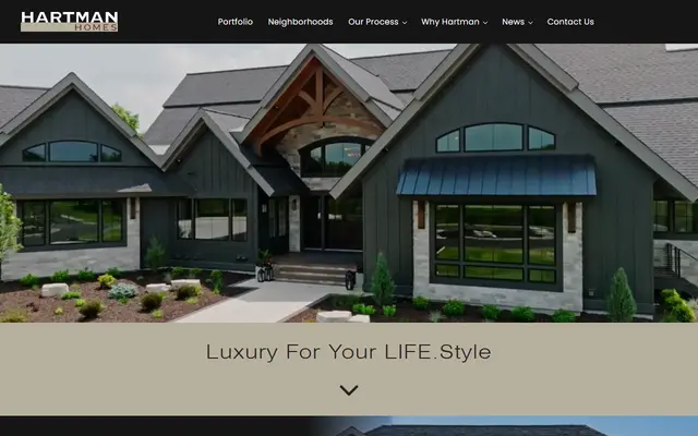Screenshot of the hartmanhomesinc.com homepage