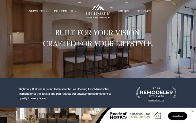 Screenshot of the highmarkbuilders.com homepage