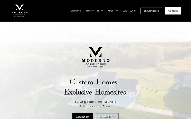 Screenshot of the homesbymoderno.com homepage