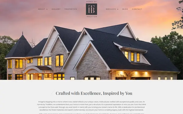 Screenshot of the homesbytradition.com homepage