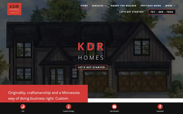 Screenshot of the kdrhomebuilder.com homepage