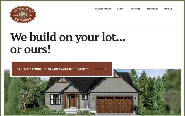 Screenshot of the builtbymainstreet.com homepage