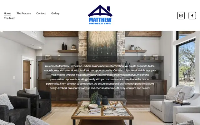 Screenshot of the matthewhomesinc.com homepage