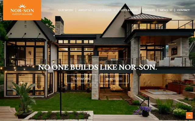Screenshot of the nor-soncustombuilders.com homepage