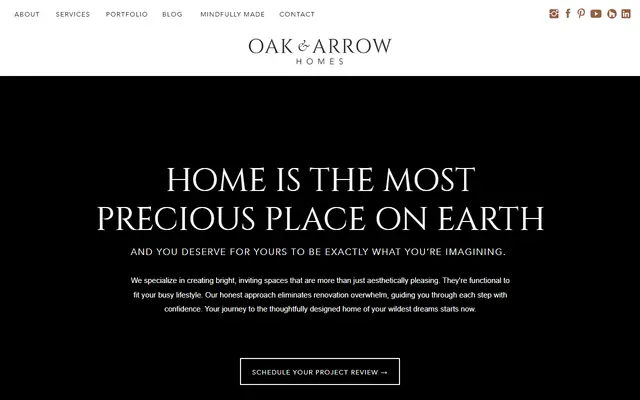 Screenshot of the oakarrowhomes.com homepage