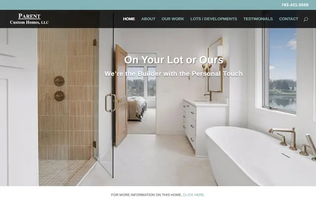 Screenshot of the parentcustomhomes.com homepage