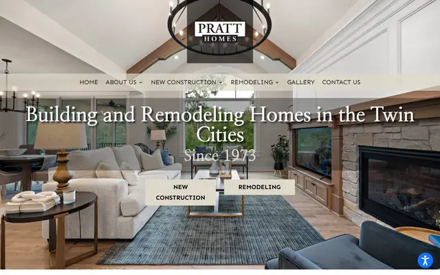 Screenshot of the pratthomes.com homepage