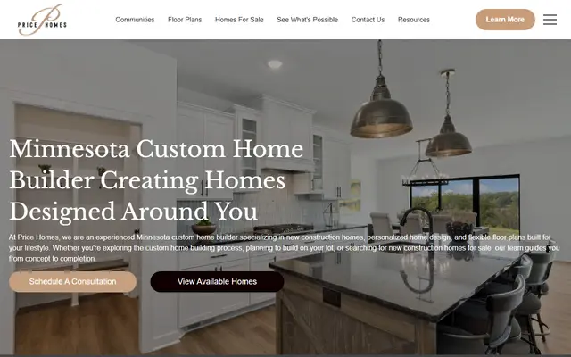 Screenshot of the pricehomes.com homepage