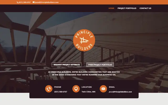 Screenshot of the principlebuilders.com homepage