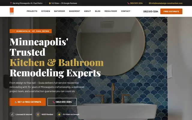 Screenshot of the scaladesign-construction.com homepage