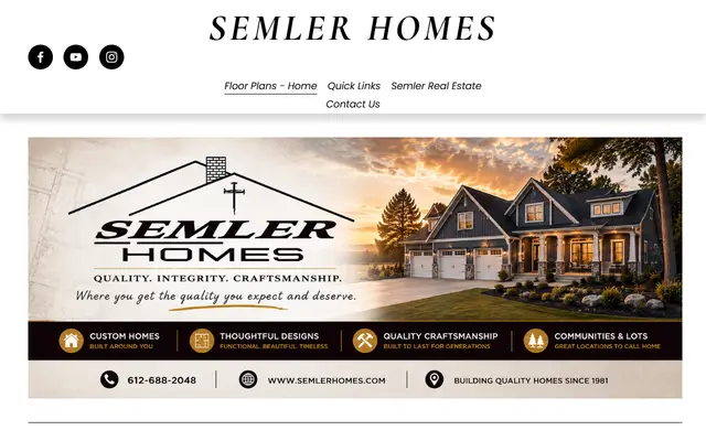Screenshot of the semlerhomes.com homepage