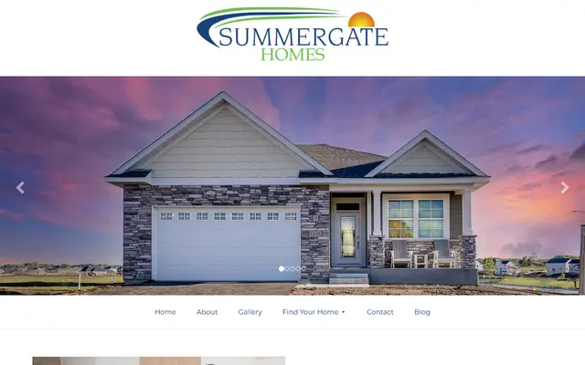 Screenshot of the summergatehomes.com homepage
