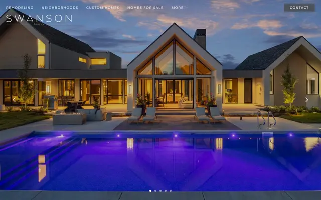 Screenshot of the swansonhomes.com homepage