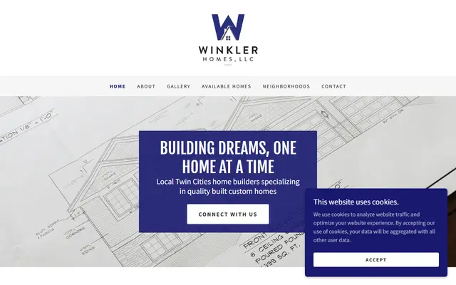 Screenshot of the winklerhomes.com homepage