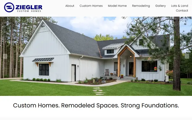 Screenshot of the zieglercustomhomesmn.com homepage